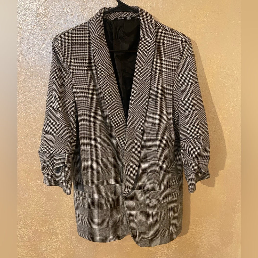 Oversized Black & White Houndstooth Blazer